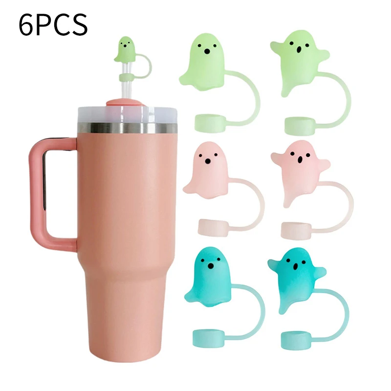 Silicone Ghost Dust Cap for Stanley Halloween Theme Dust-Proof Straw Protector Reusable Straw Cover Water Cup Tumbler Accessory - view 5