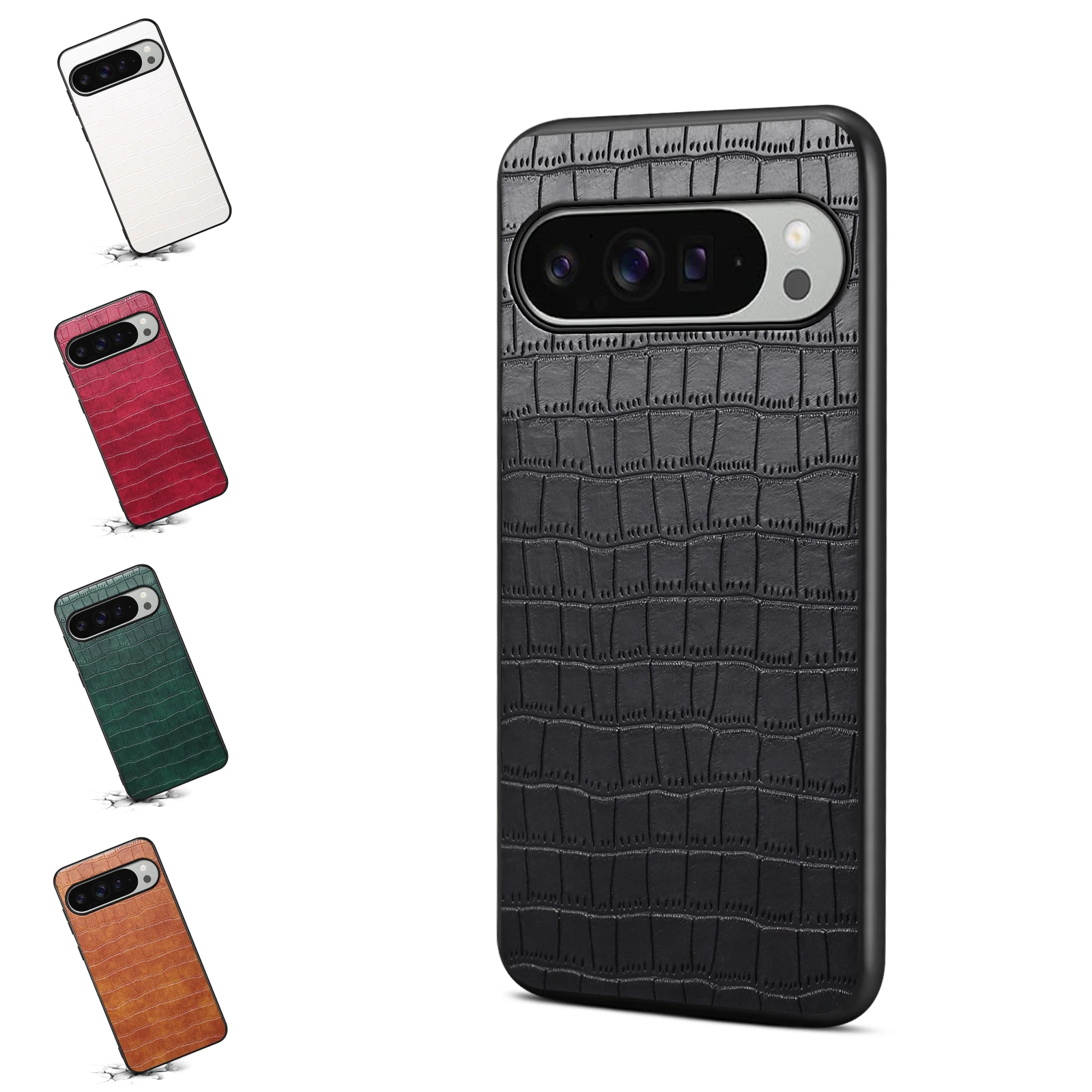 Business Sle Handyhülle aus Krokodilleder für Google Pixel 10, 9 Pro, XL, 9A, 8A, 7A, 6A, ultradünn, stoßfest, TPU-Stoßstangenabdeckung