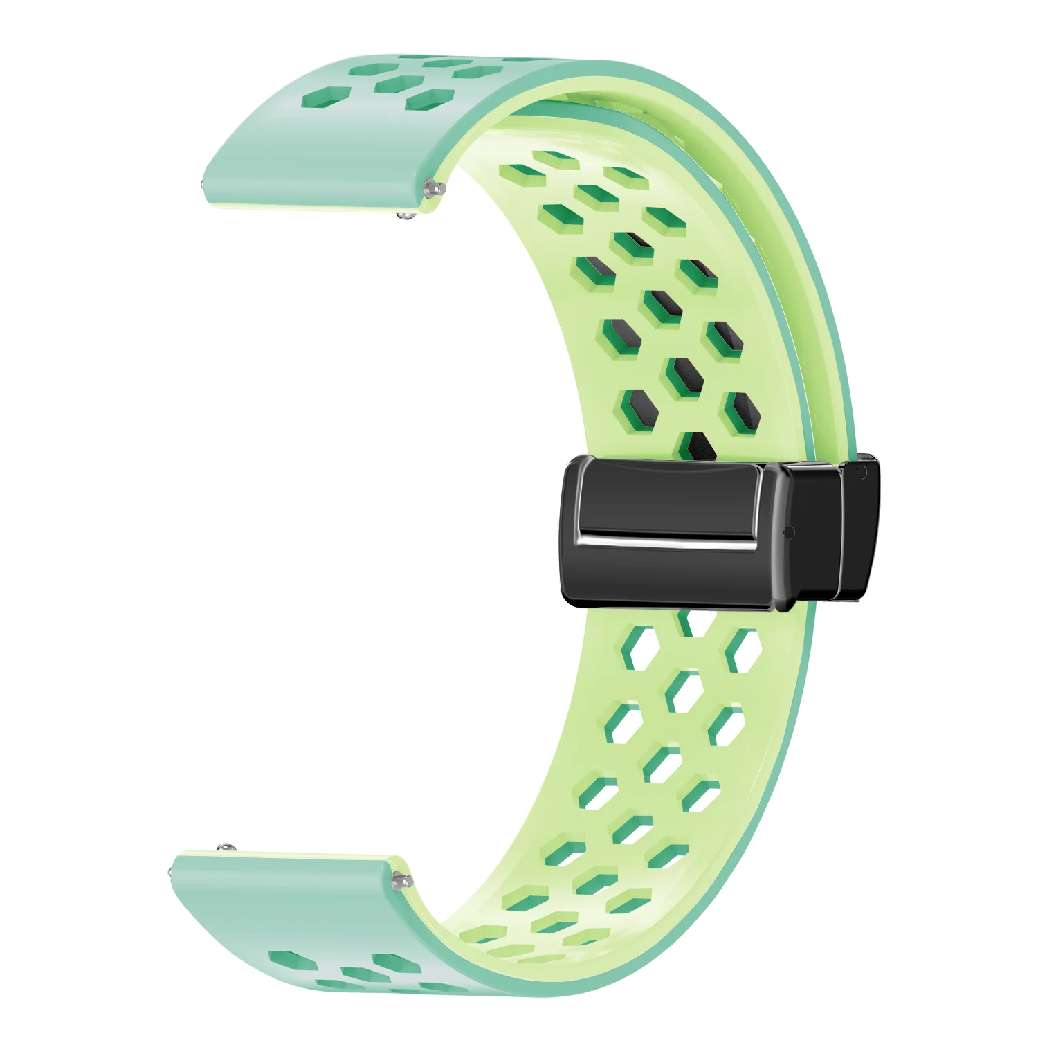 

12mm 16mm 18mm 20mm 22mm Silicone Watch Strap For Sport Smart Watch Band with Breathable Hexagonal Air Holes And Magnetic Buckle