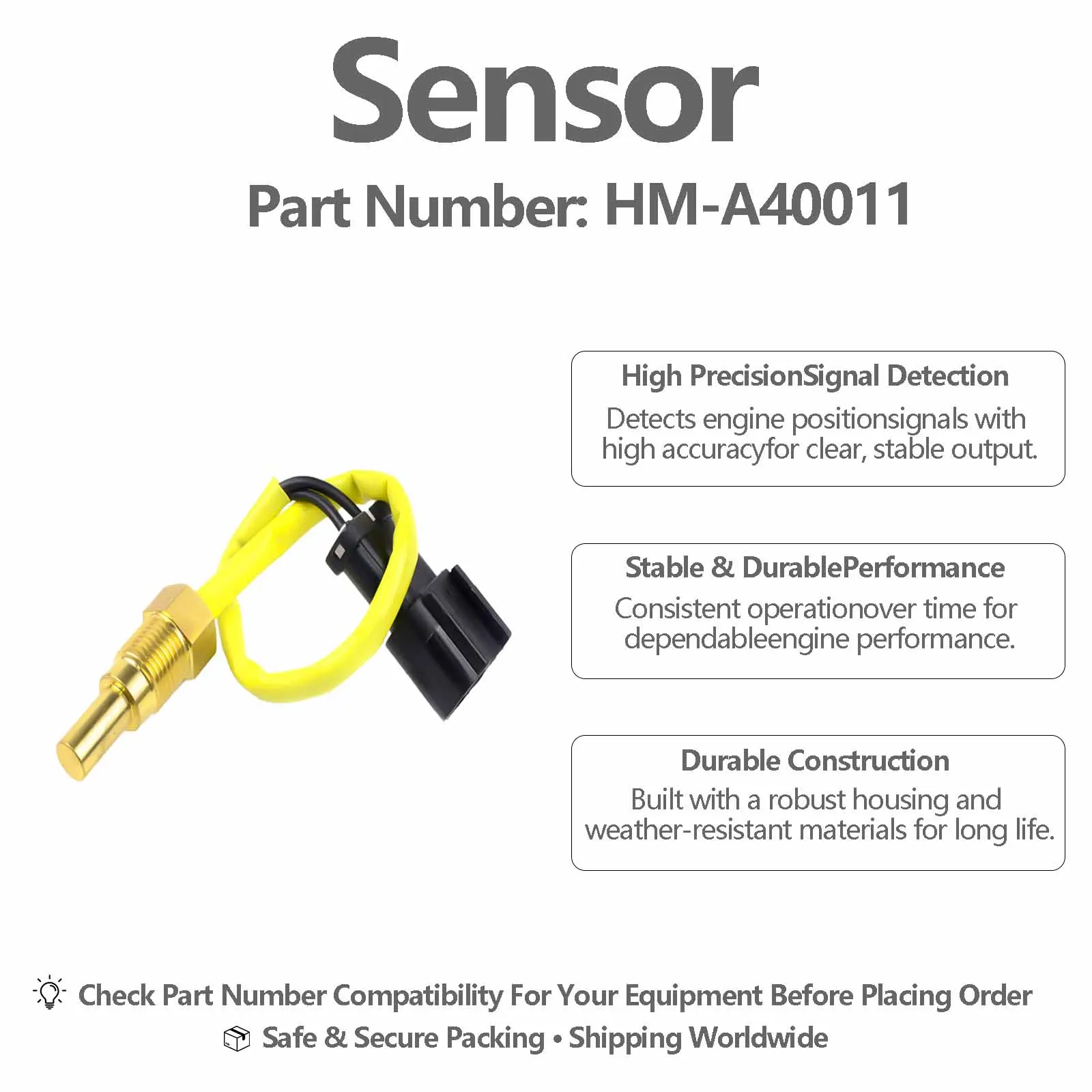 Water Temperature Sensor HM-A40011 6D95 For Komatsu PC200-6 PC100-5 PC200-5 Excavators