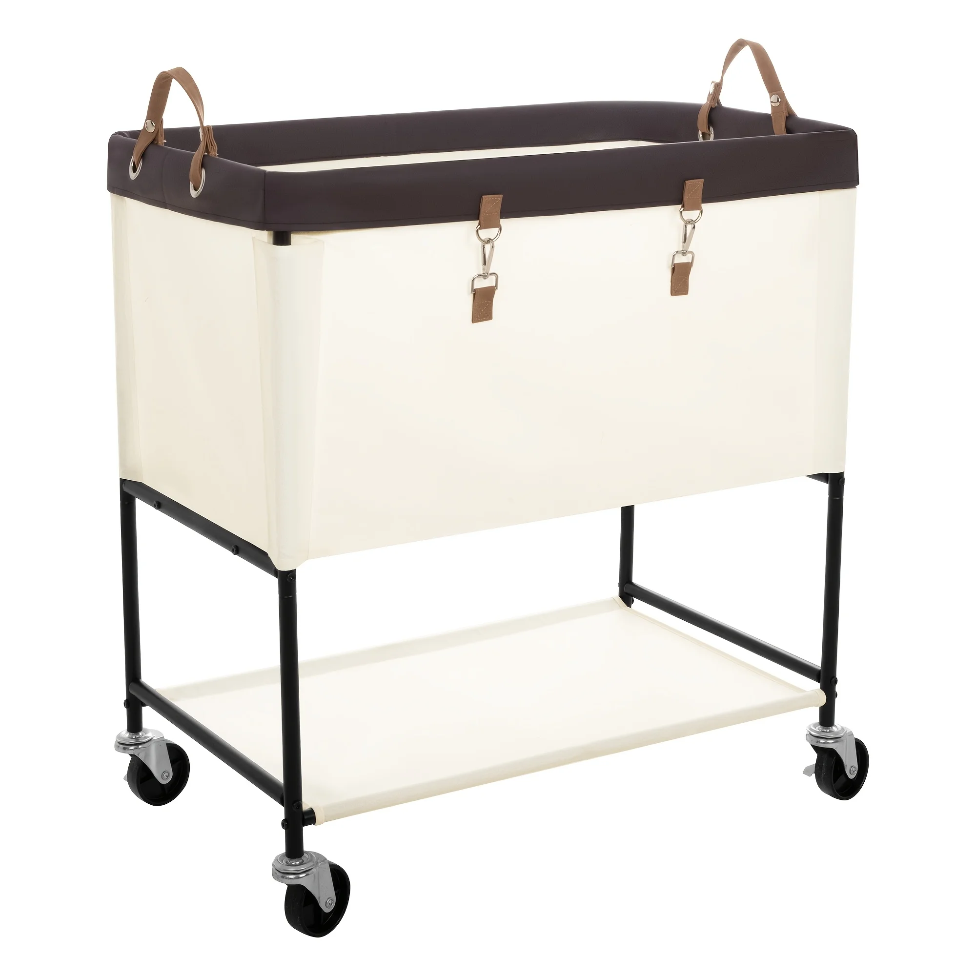 StorageWorks 175L Laundry Cart, 2 Tier Rolling Laundry Basket, Heavy Duty Laundry Basket With Lockable Wheels