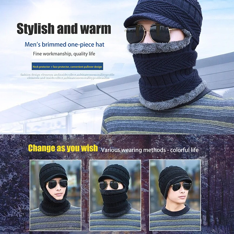 Winter Hat For Men Hats Winter Beanies For Men Women Wool Scarf Cap Balaclava Mask Bonnet Knitted Hat For Women