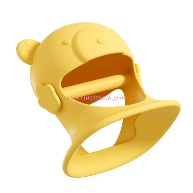 R6FD Silicone Rattle Cartoon Bear Teether High Temperature Resistant Teething Toy for Babies Newborn Soothe Teether