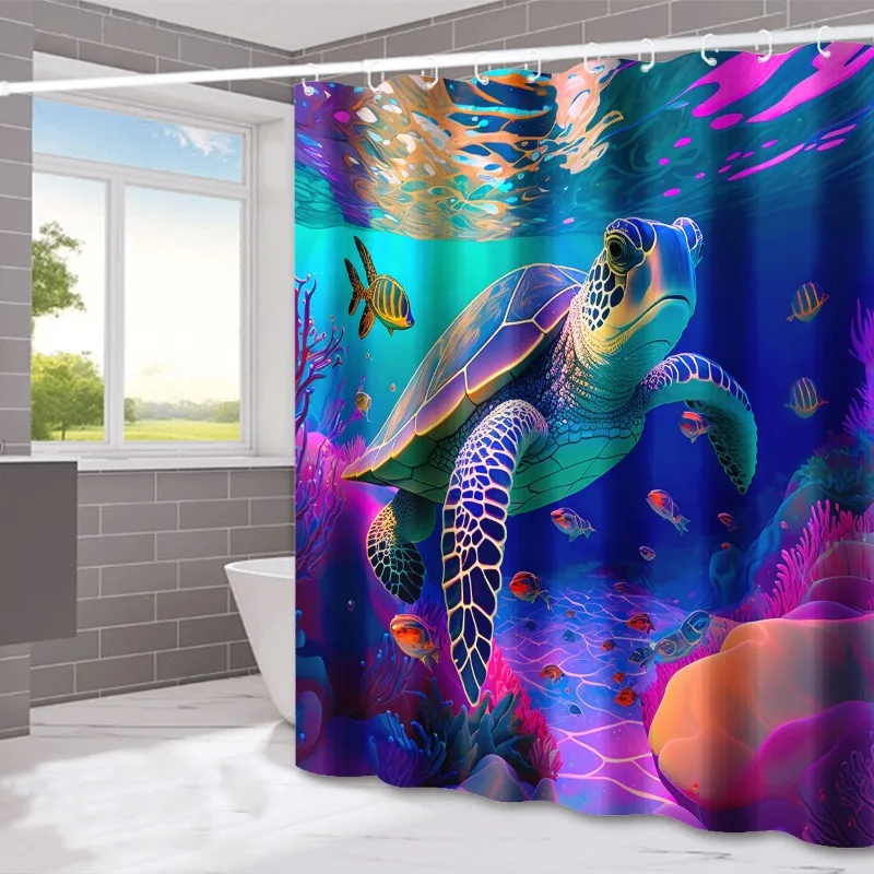 

Turtle Series washable Dirt-Resistant Shower Curtain Shower Head waterproof Polyester Bath Curtain For Home Decor Accessories