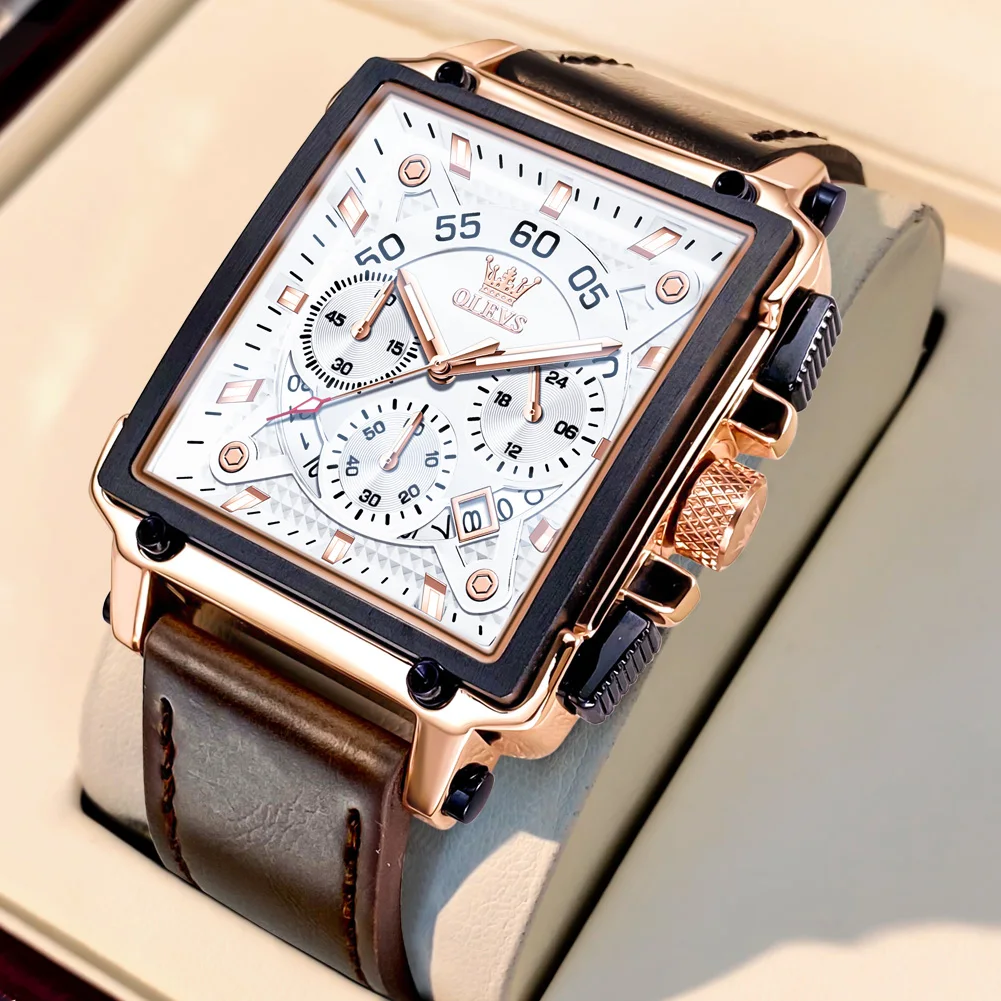 Men's Luxury Quartz Watch, Waterproof Leather Strap