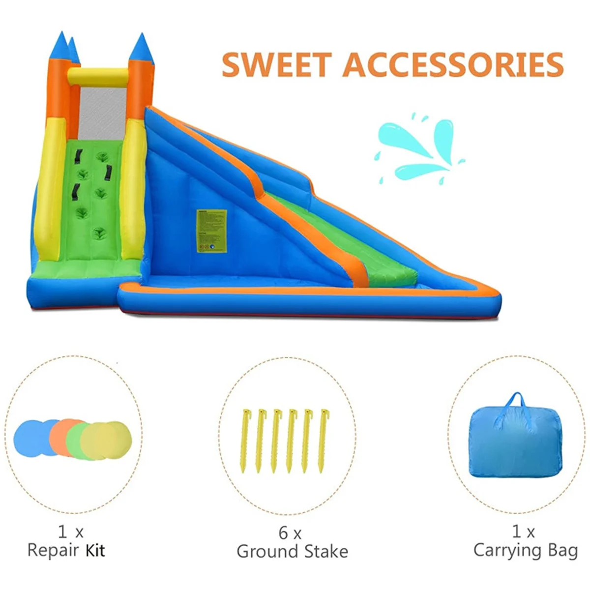 Inflatable Water Slide Bouncing House with 480W Blower