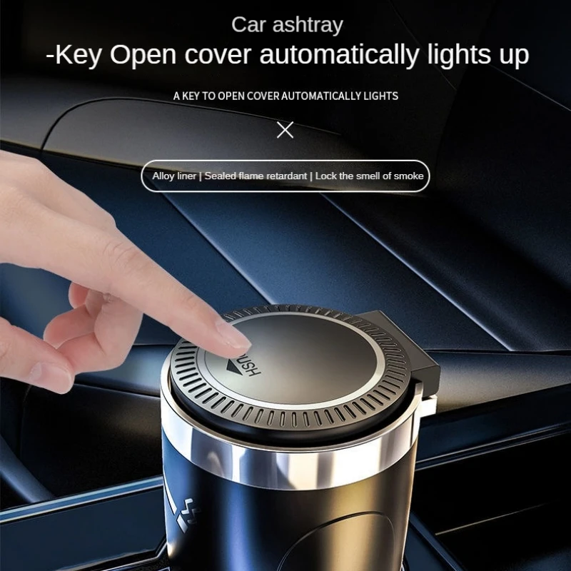 

Car ashtray Multi-functional creative inside the car with ashtray one button open cover with light general auto accessories