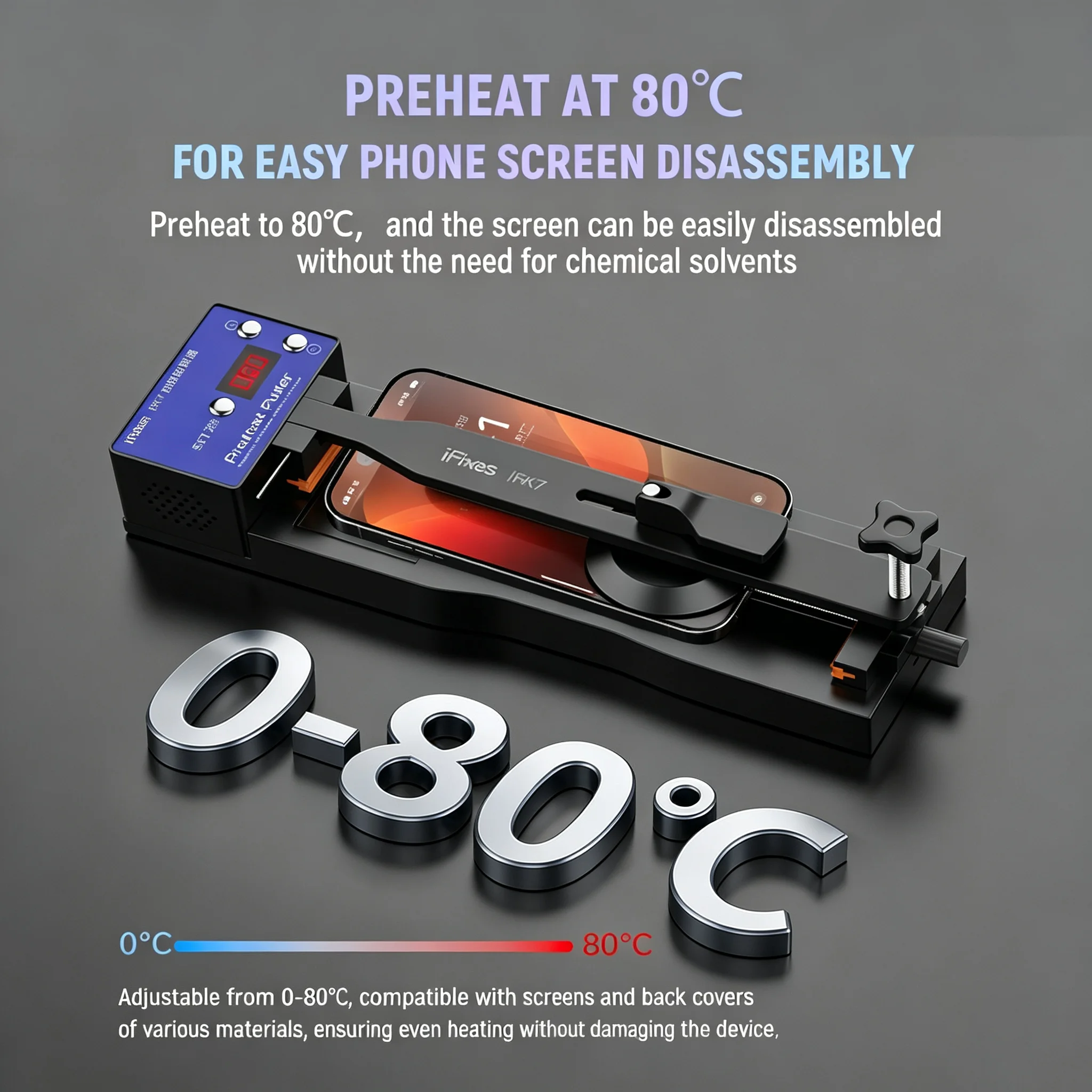 IFixes IFK7 Screen Preheat Puller 10-145°C Adjustable Suction Cup Screw Tension for iPhone Android Curved Flat Screen Repair