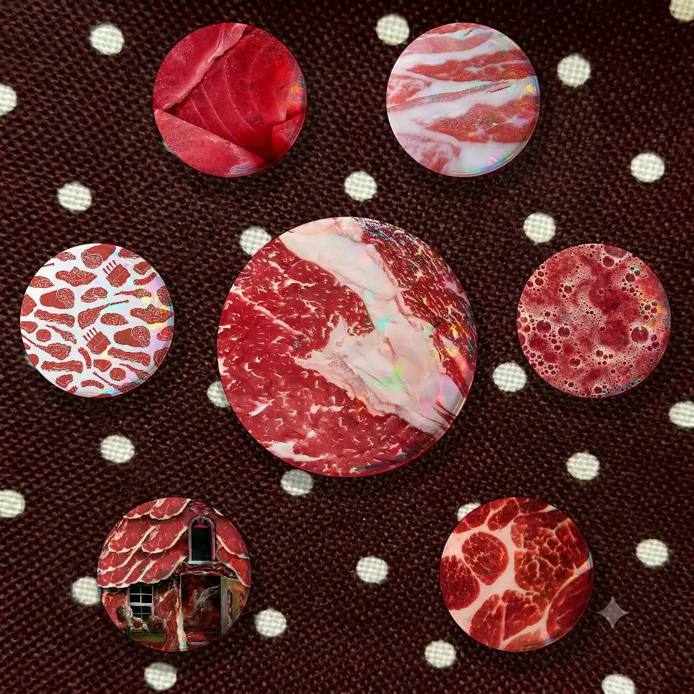 Funny Meat Design 32/44/58mm Handmade Pins Round Brooch Badge Backpacks Clothes Jewelry Gifts