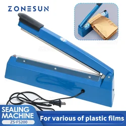 ZONESUN ZS-FS200 Hand Impulse Sealing Machine Seal Plastic films Bag Heating Time Adjustable Small Packaging Sealer Machine