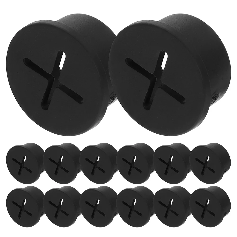 

20pcs Dust Plug For Cables Black Desk Grommet Cord Hole Cover Rubber Stopper Kit Office Table Wire Organizer Cable Grommet