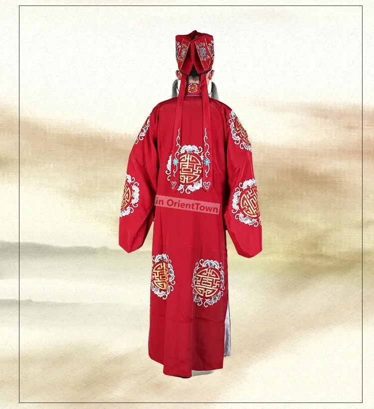 Chinese Operas Robe + Pants + Hat ministry councillor Costume Traditional Peking Yu Yue operas stage costumes landlord clothing