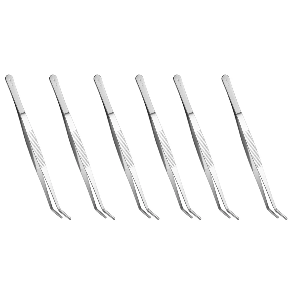 

5 Pcs Medical Tweezers Dental Dentist Dentists Supplies Stainless Steel Dressing Curved Oral Bent Tip