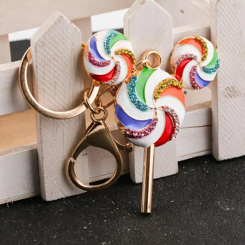 Lollipop-Taschenanhänger, süßer Regenbogen-Bonbon-Patchwork, niedlicher Strass-Anhänger, kreativer Anhänger für Rucksack, kleines Geschenk für Teenager – Detail 12