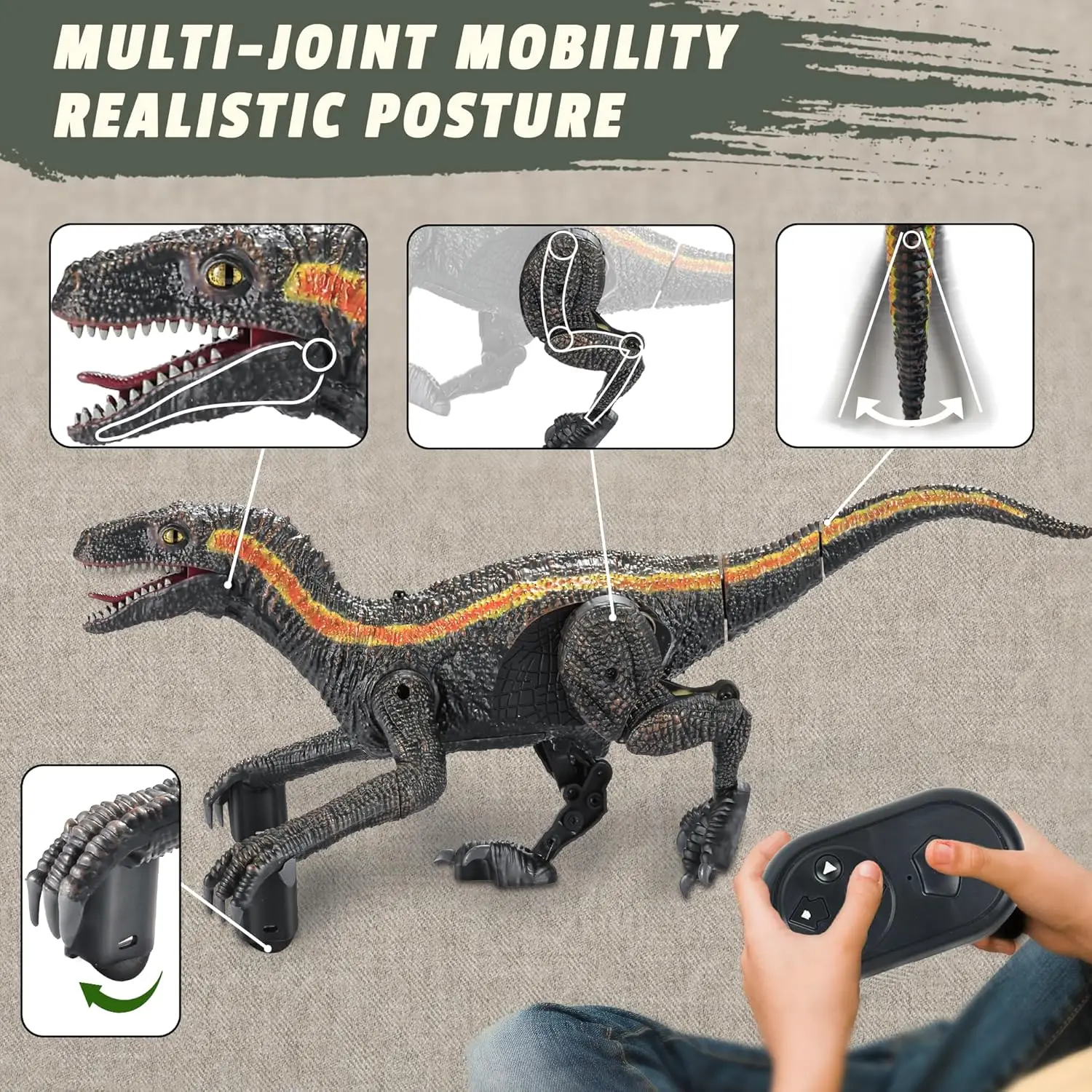 Jouets dinosaures télécommandés 2.4g RC, marche électrique, dinosaure jurassique, Simulation Velociraptor, jouet léger rugissant pour enfant, cadeau