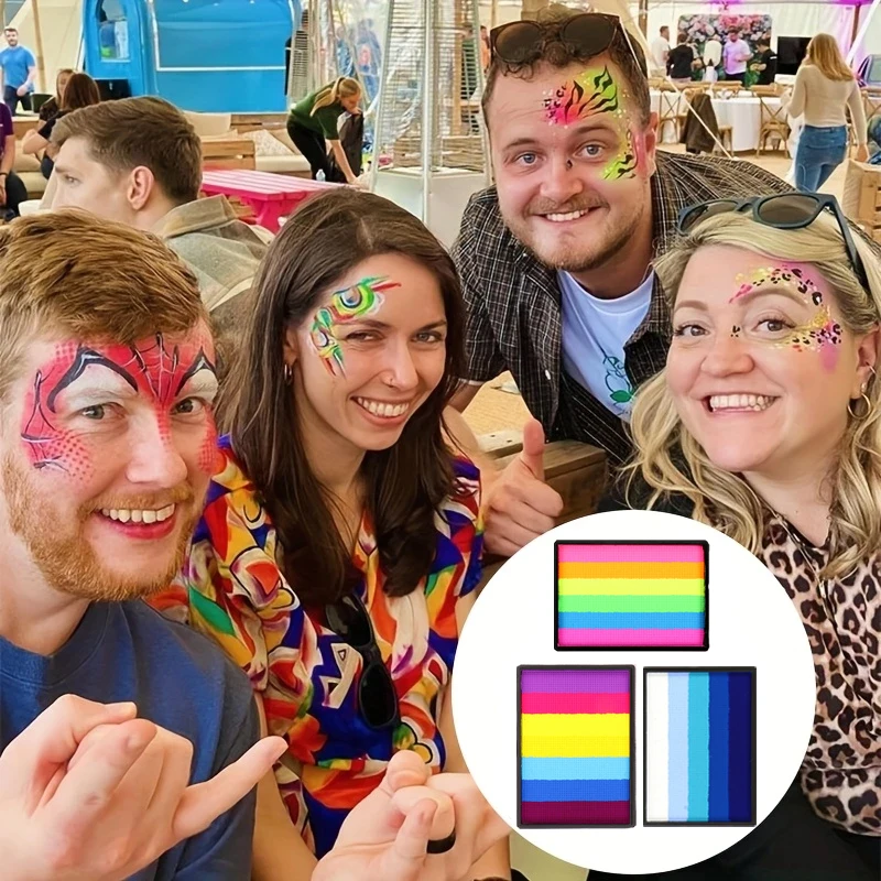 바디 페인트 크림, 50g, 6색 레인보우 스트라이프, 워셔블 페이스 페인트 팔레트, 생동감 넘치는 예술적 효과를 위한 혼합 컬러 시스템