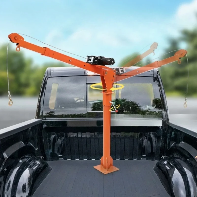 Grúa Eléctrica para Remolque de 1100 LB, Montada en Camioneta, con Cabrestante Eléctrico, Grúas de Brazo Articulado para Camioneta, Altura y Longitud de Brazo Ajustables