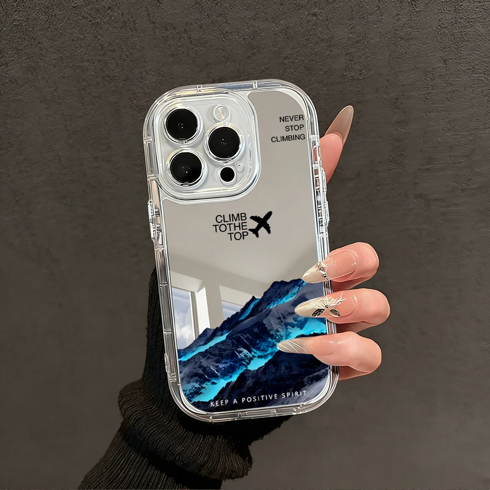 Modische Schneeberg-Gletscher-Spiegel-Handyhülle für iPhone 17 15 14 16 Pro Max 13 12 11 Pro XR XS 8 Plus 17Air Stoßfeste Hülle – Detail 14