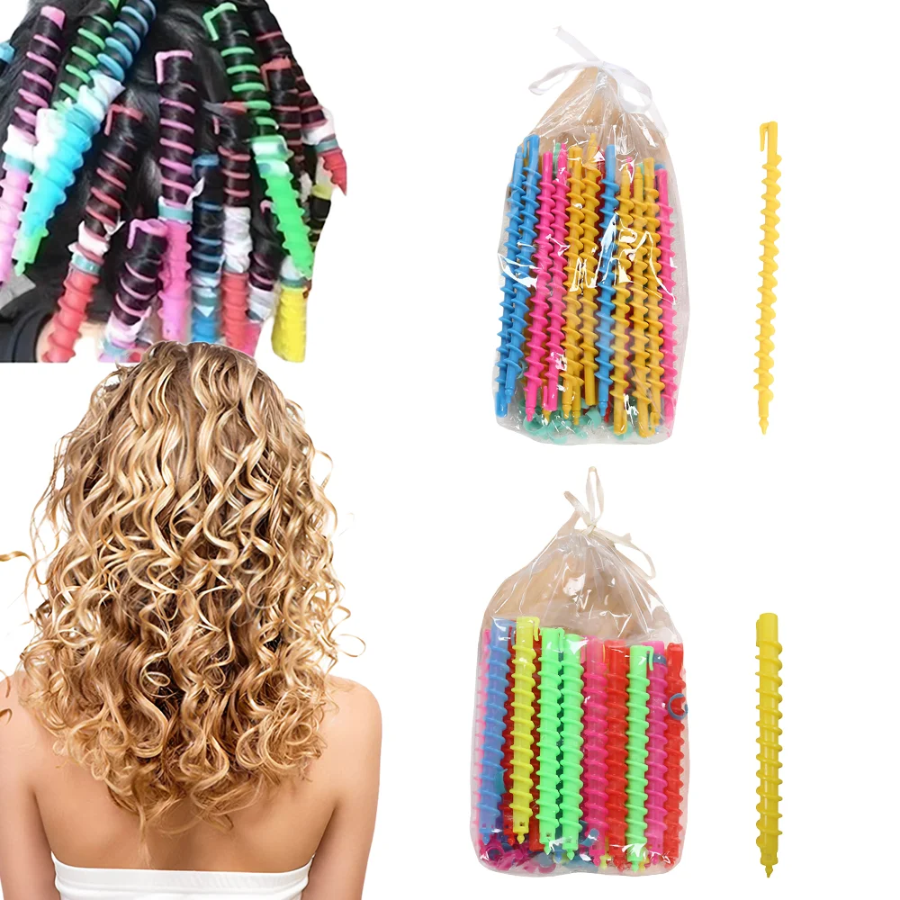 

Magic Hair Curler Spiral, No Heat Sleep Flexi Rods, Long Curly Hair Styling Tool for Women Girls Overnight Beach Waves