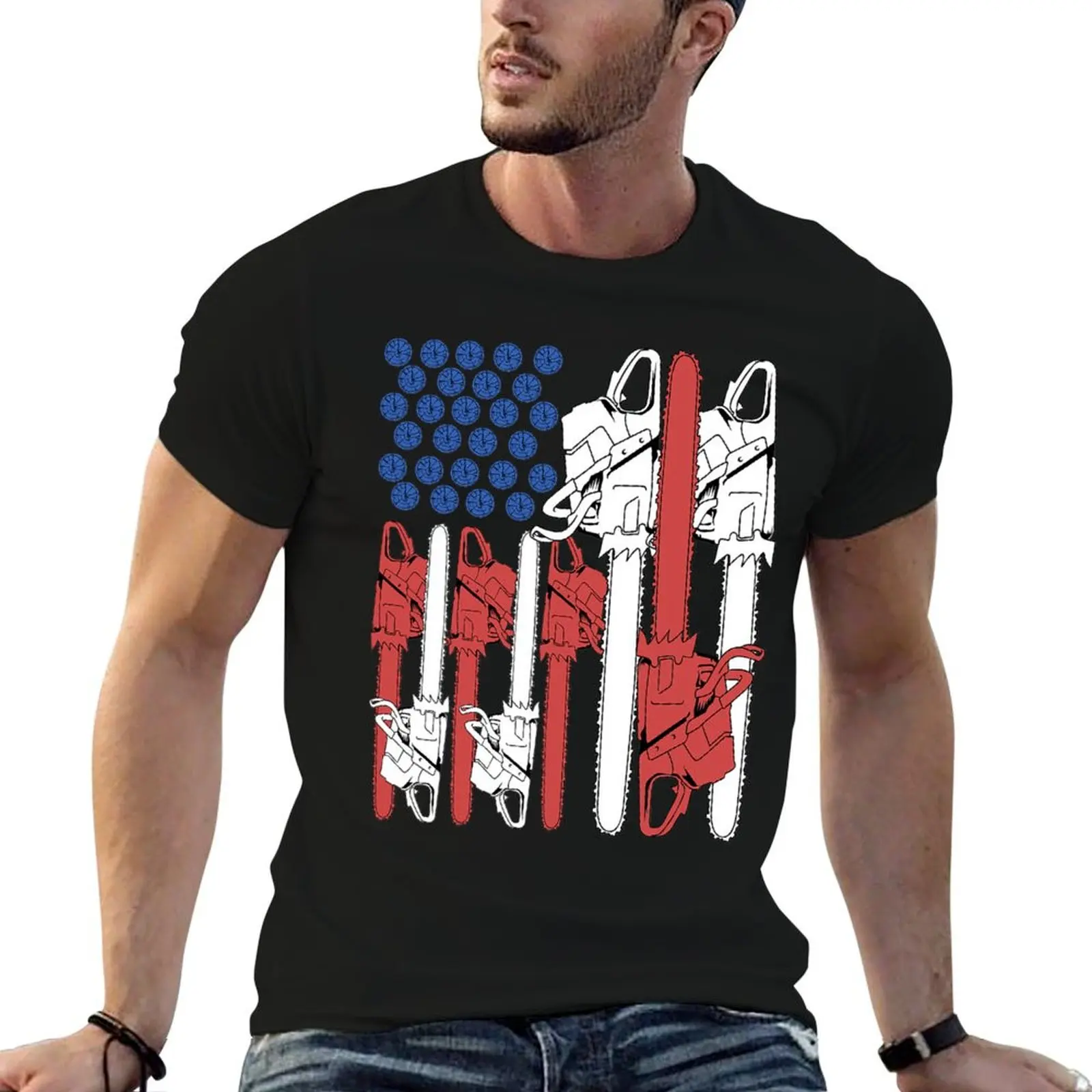 

4th Of July Arborist Shirt Men Tree Climber Dad Chainsaw T-Shirt t shirts with prints man t shirt cotton high quality T-Shirt