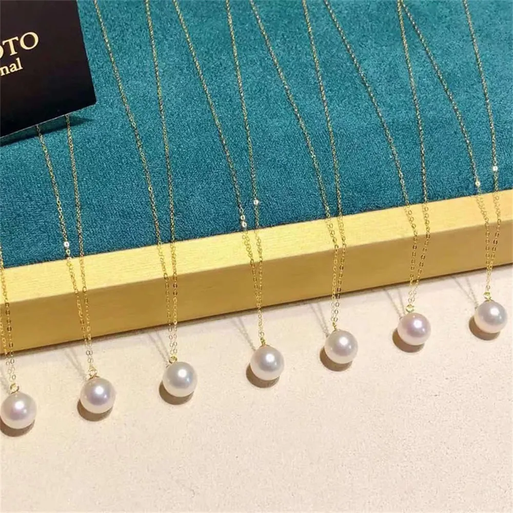 DIY Pearl Accessories S925 Sterling Silver Set Chain Empty Tray Gold Silver Pendant with Silver Chain Fit 7-13mm Round L001