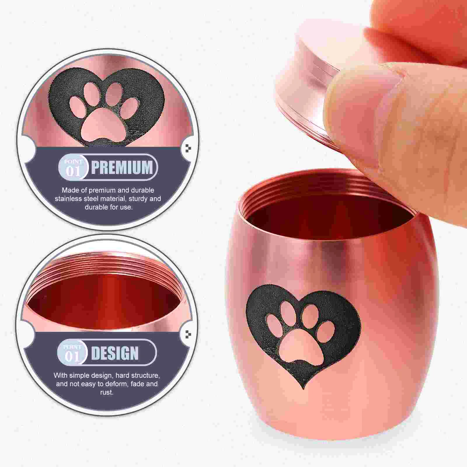 Pet Urn Accessory Lovely Pattern Cat Urns Stainless Steel Memorable Dog for Ashes