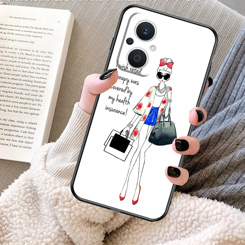 حافظة فتاة تسوق Harrods لهاتف OPPO Reno 13 13F 12 11 F 8T 7 8 10 Pro OPPO Find X8 Pro X6 X3 X5 Lite غطاء Fundas