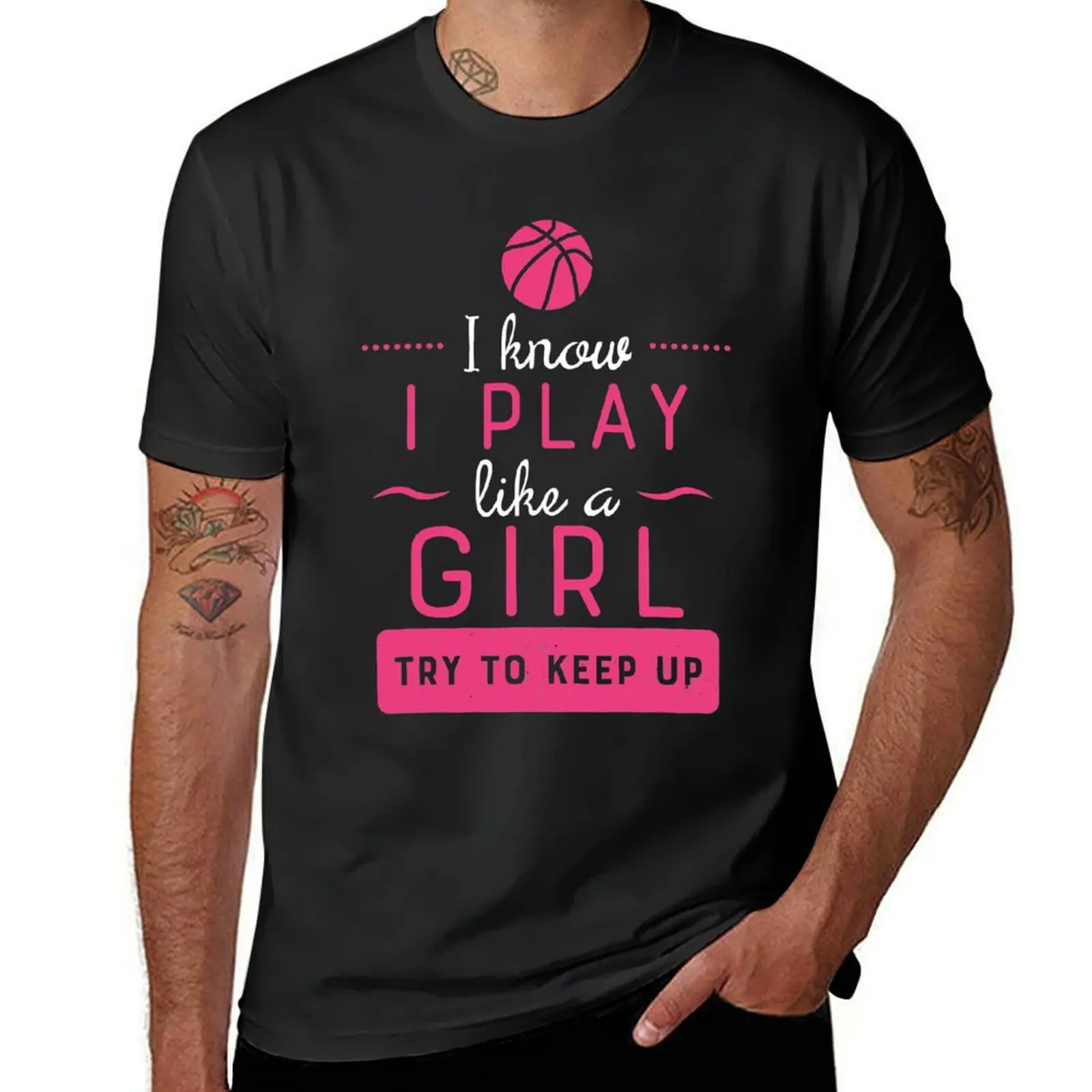 

Basketball Shirt -Girls Basketball Gift- Play Like a Girl T-Shirt cute tops heavyweights graphic shirts cotton t shirt men