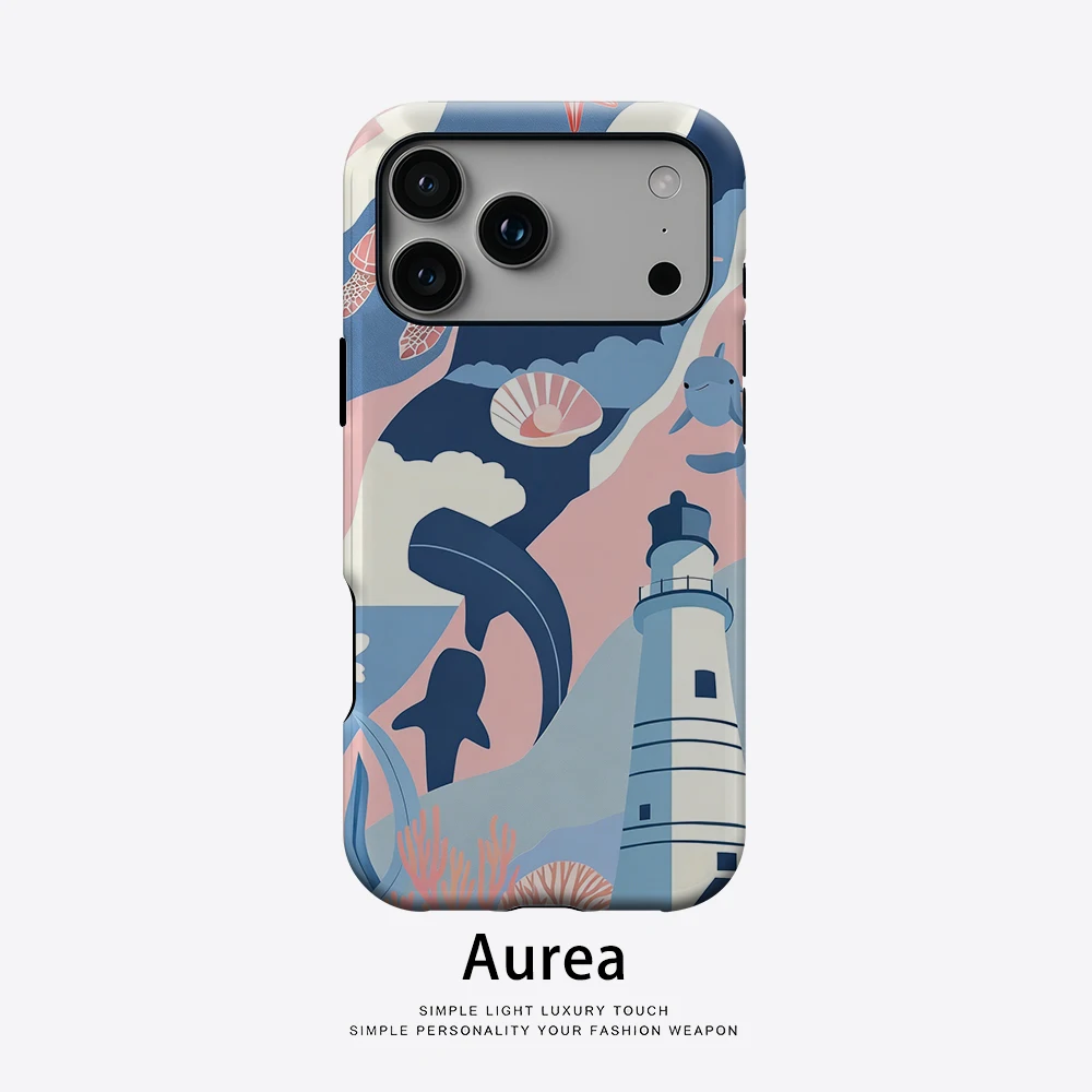 Aurea Case Matte Bumper für MagSafe Hülle für iPhone 18 17 16 15 14 Plus 13 Pro Max Stoßfeste Harte PC-Hülle Rosa Blau Seelichthaus