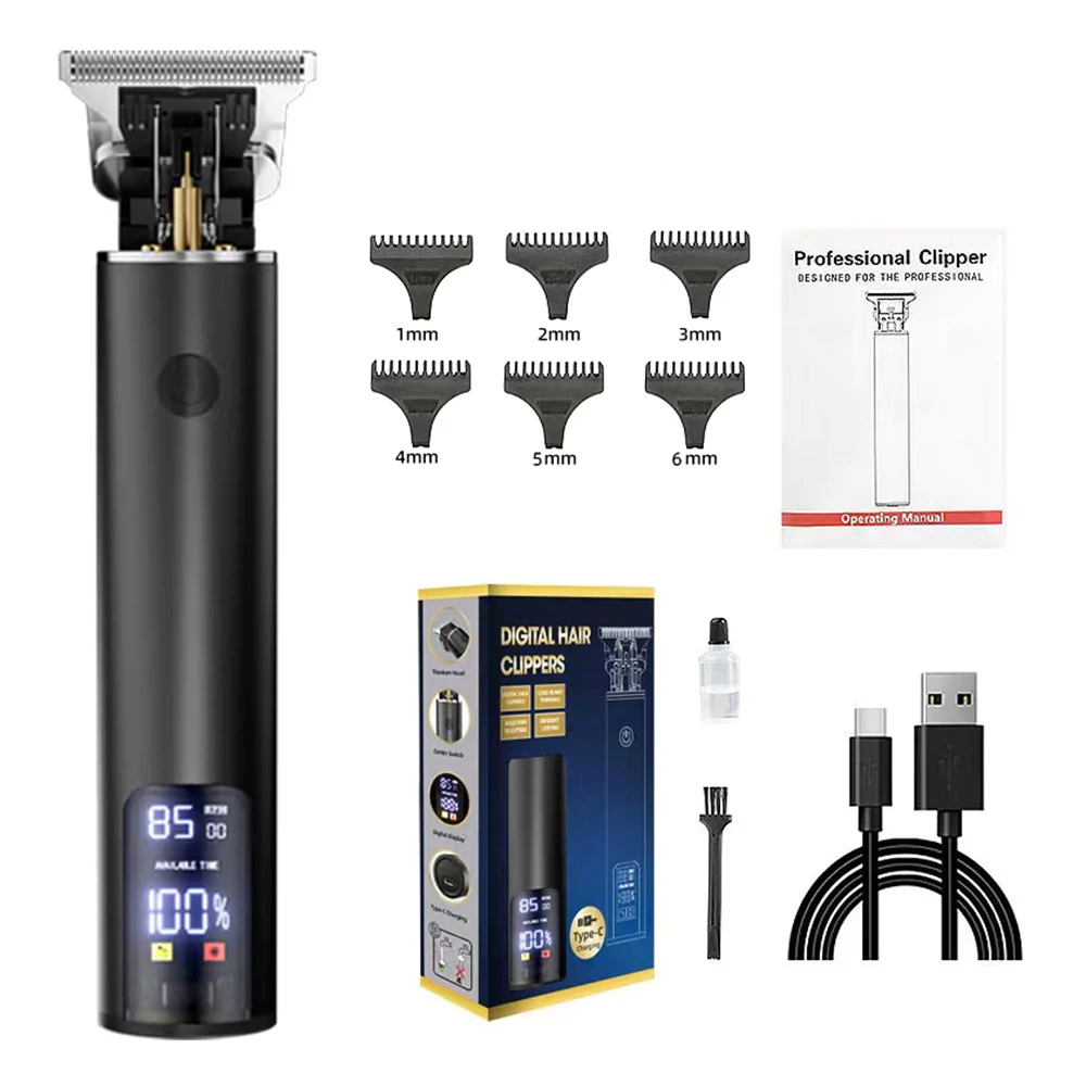 Professional Electric Hair Clipper - Fast Charging Bald Head Trimmer with Oil for Carving Home & Barber Use