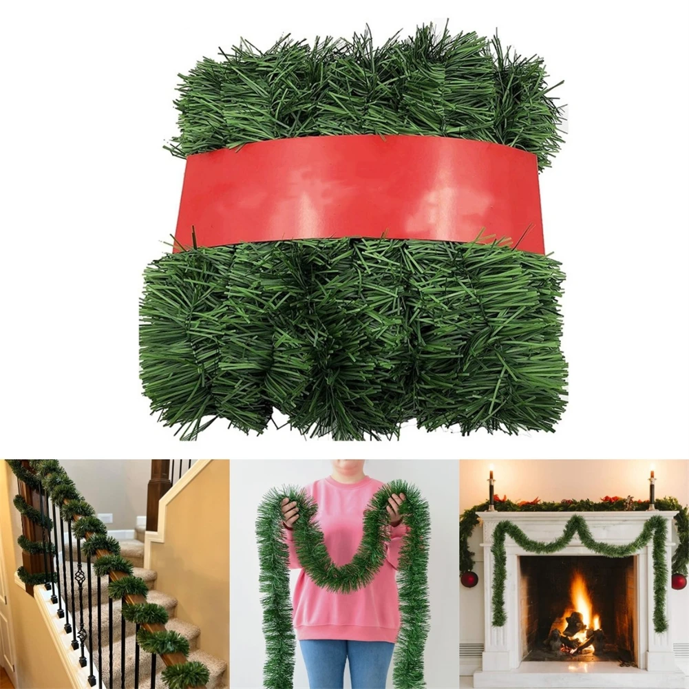 20M Soft Christmas Garland Decor Green TinselTwist Garland Wreath Christmas Ornaments For Fireplace Home Wedding Party Supplies