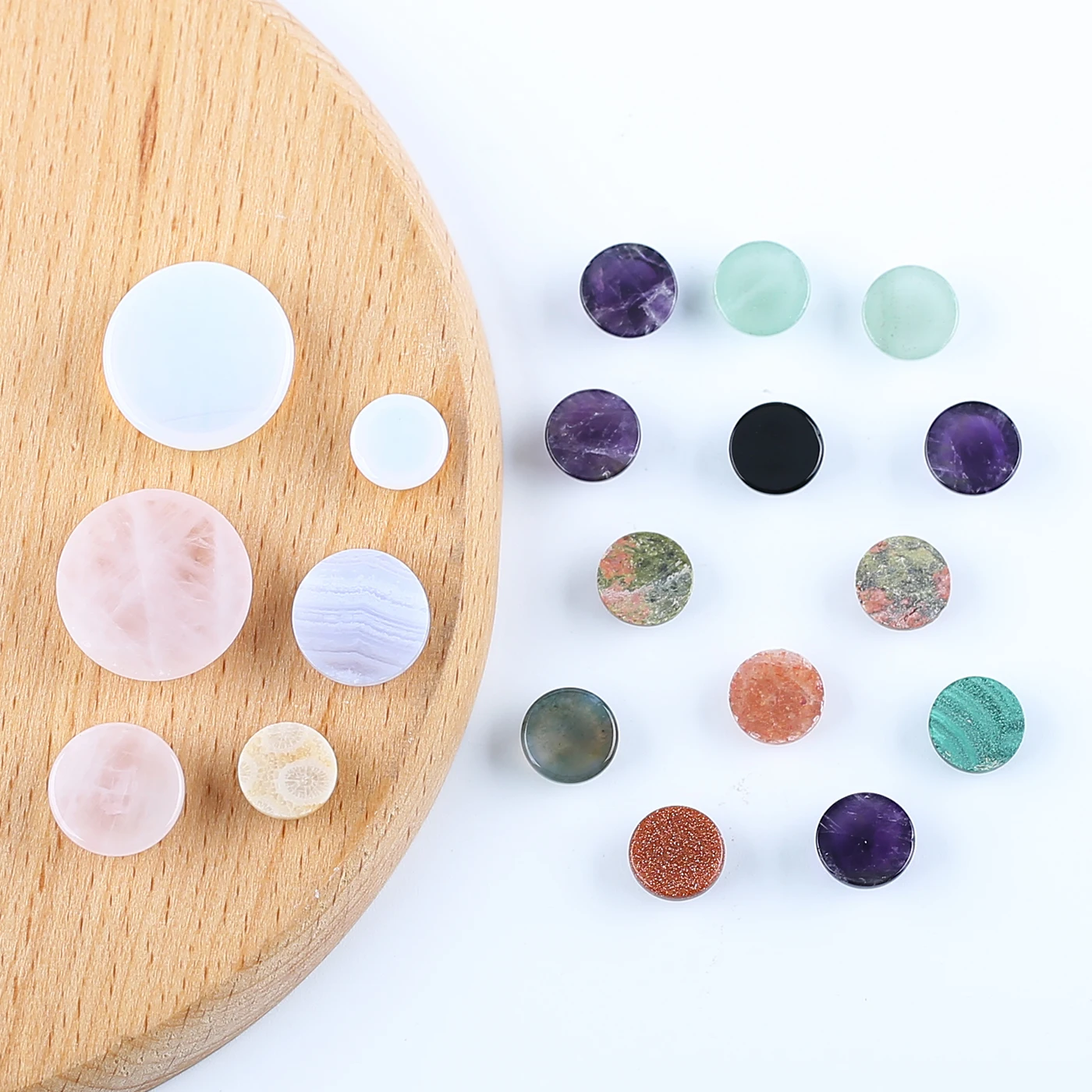 4/6/8/10mm 2PCS Natural Stone Round Flatback Cabochon High Quality Polished for Handmade Jewelry Gemstone DIY Marking,Customized