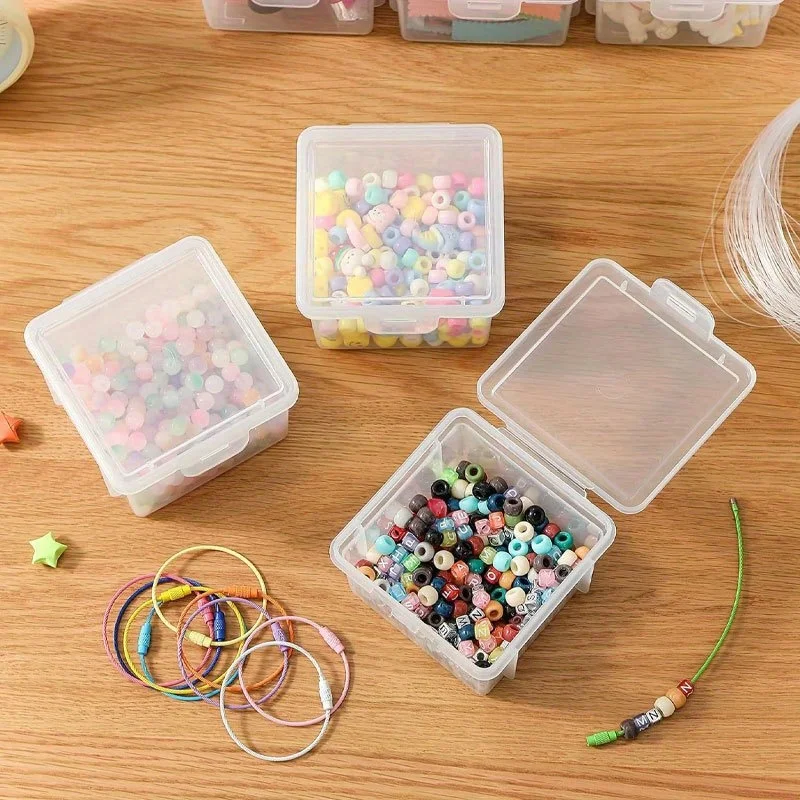 

Transparent Plastic Storage Box With Snap Lid, Stackable Round Corner Case for Beads Stickers Small Craft Supplies