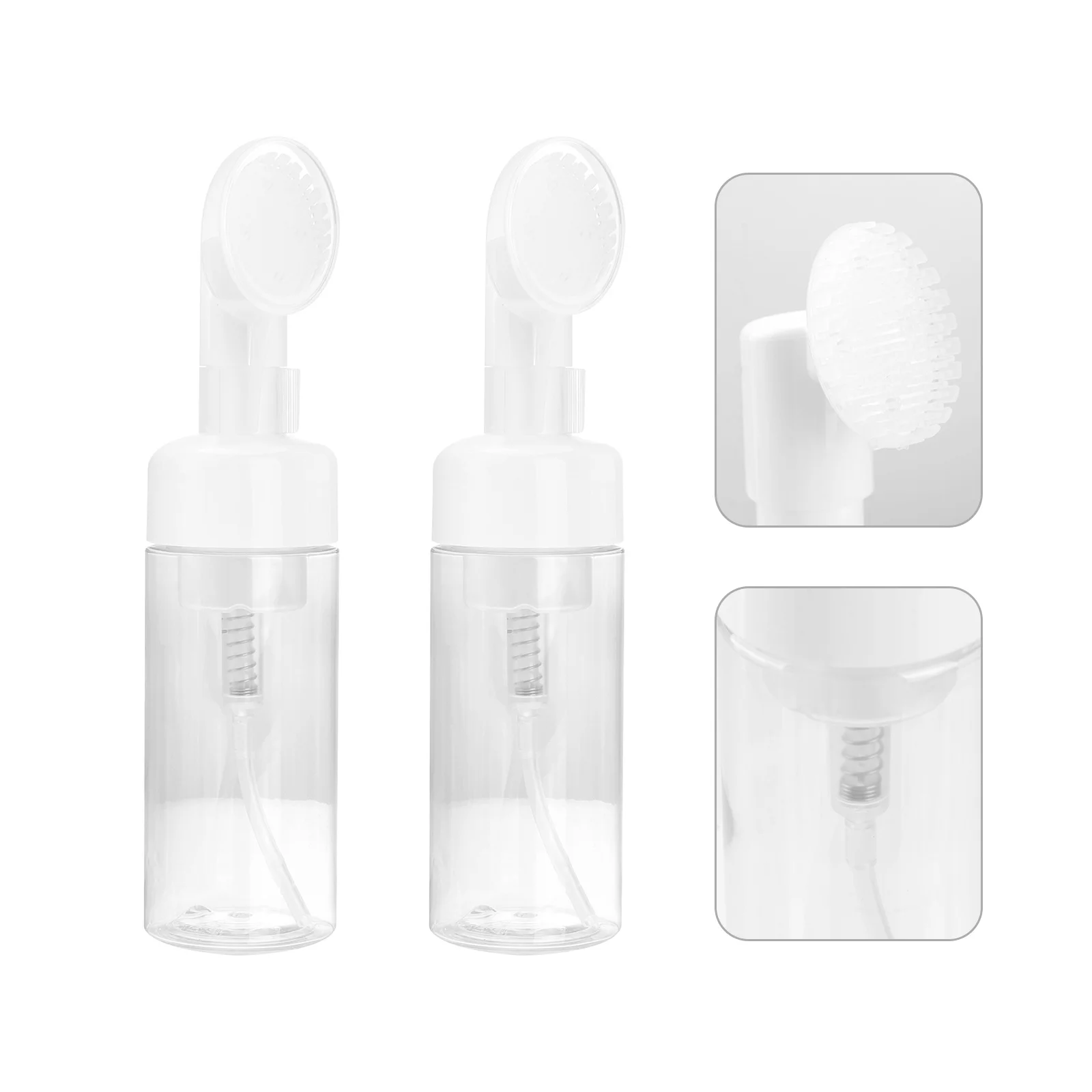2개 세트 폼 펌프 병 브러시 헤드 디자인 리필 가능한 여행용 용기 샴푸 샤워 젤 페이셜 클렌저 빈 용기