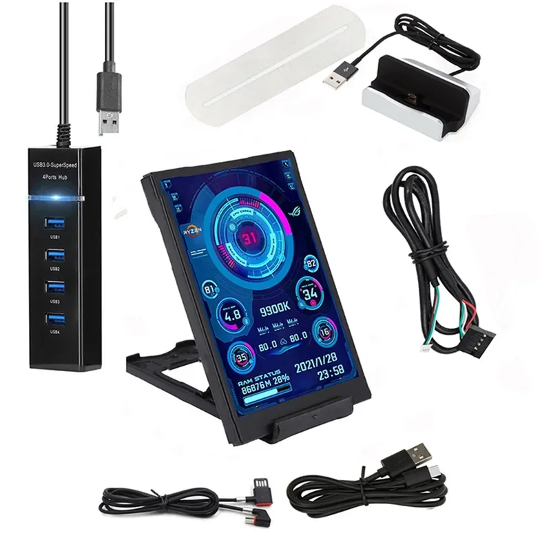 

5 inch high definition IPS chassis secondary screen, digital album Mobile Pentium 4 data dynamic UI monitoring
