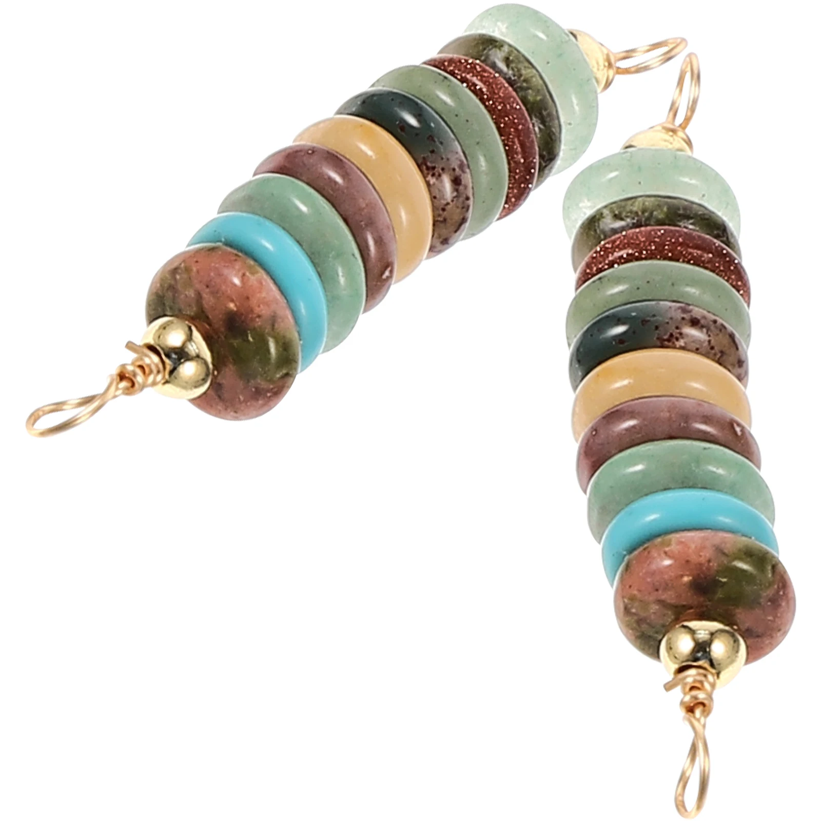 

2 Pcs Wheel Beads Spacer Strings Natural Stone Copper DIY Jewelry Making Bracelets Necklace charms craft supplies durable chic