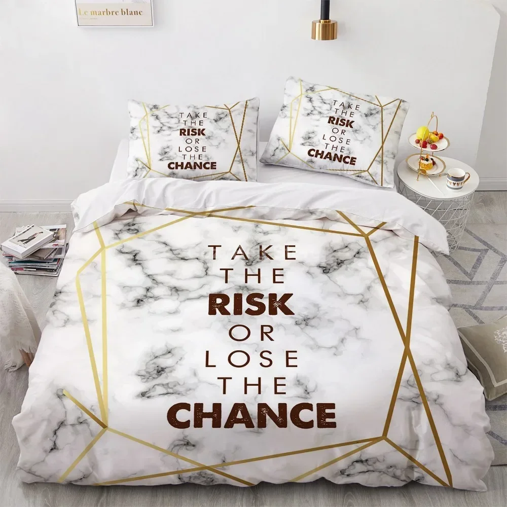 Conjunto de cama padrão mármore ouro branco, 3D Duvet Cover Sets, roupa de cama confortável, solteiro, gêmeo, rainha, rei, moda, luxo