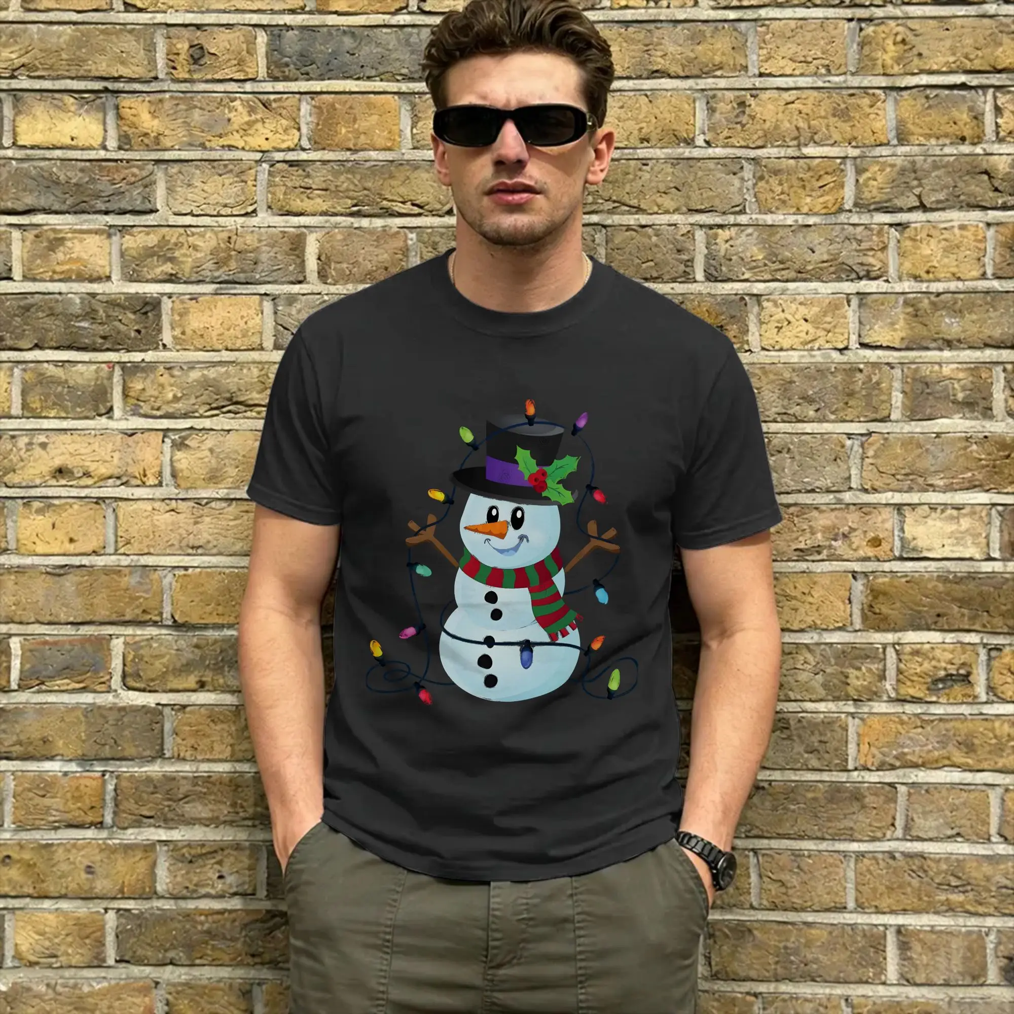 Men Snowman Frostys T Shirts  100% Cotton Clothes Humor Short Sleeve Crewneck Tees Plus Size T-Shirt