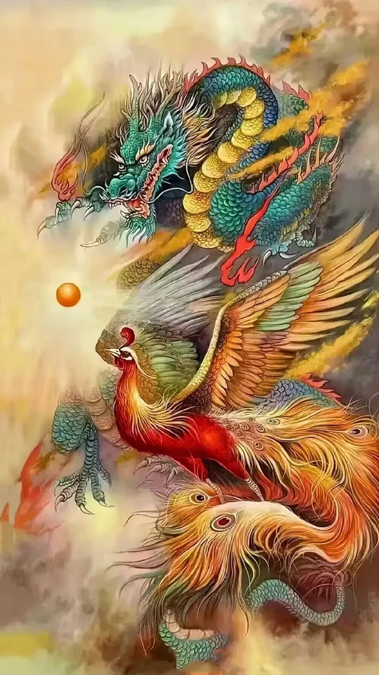 9ct 70x115cm dragon and phoenix Embroidery DIY Chinese Style