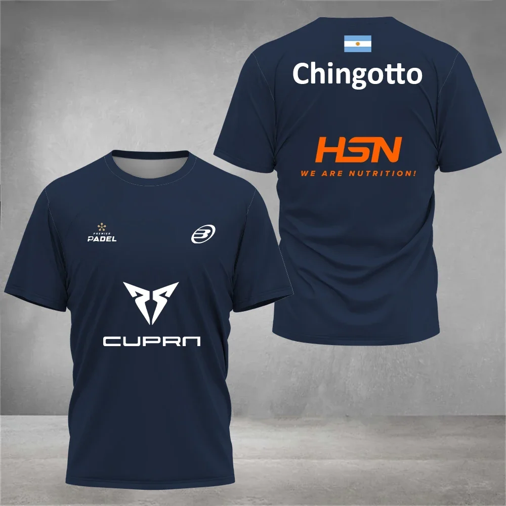 Camiseta deportiva de Pádel para hombre y mujer, camisa con estampado 3DT, cuello redondo, manga corta, secado rápido, Verano