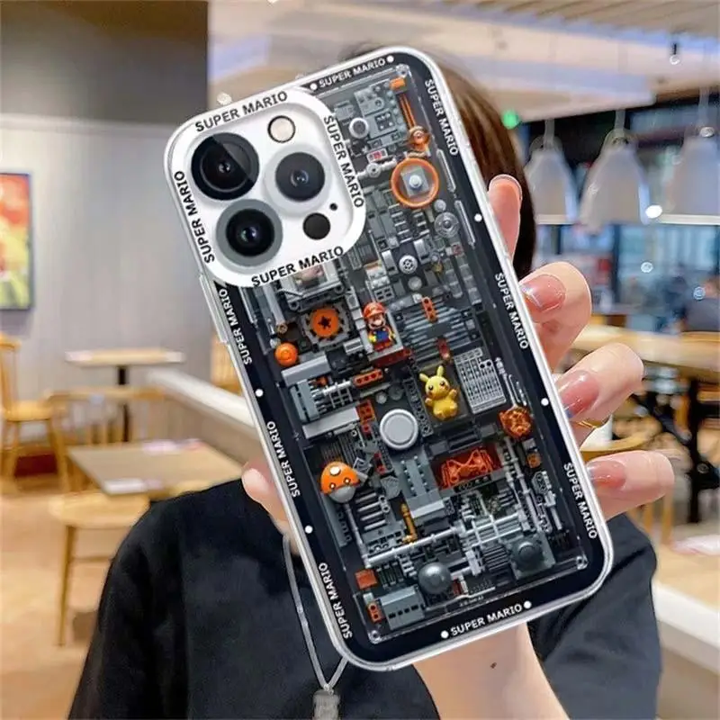 Bausteine Spiel Supers M-Marios Bros Handyhülle für iPhone 16 15 14 13 12 11 Mini Pro Max XR XS Max 7 8 Plus SE Transparent