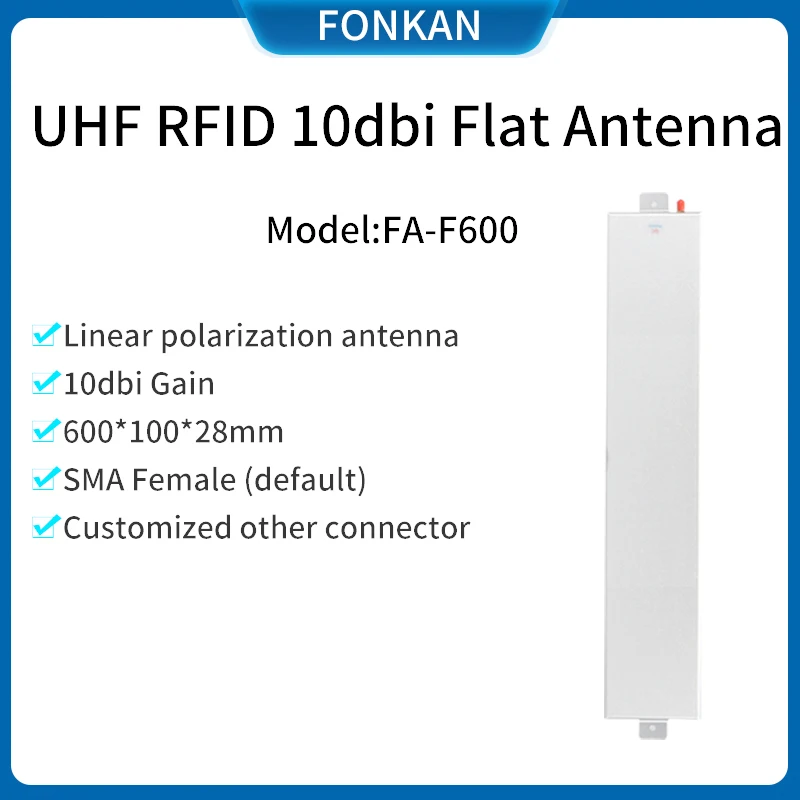 UHF RFID 600*100mm 10dBi Linear Polarization Antenna SMA Female Connector for Personnel Management RFID UHF Flat Antenna