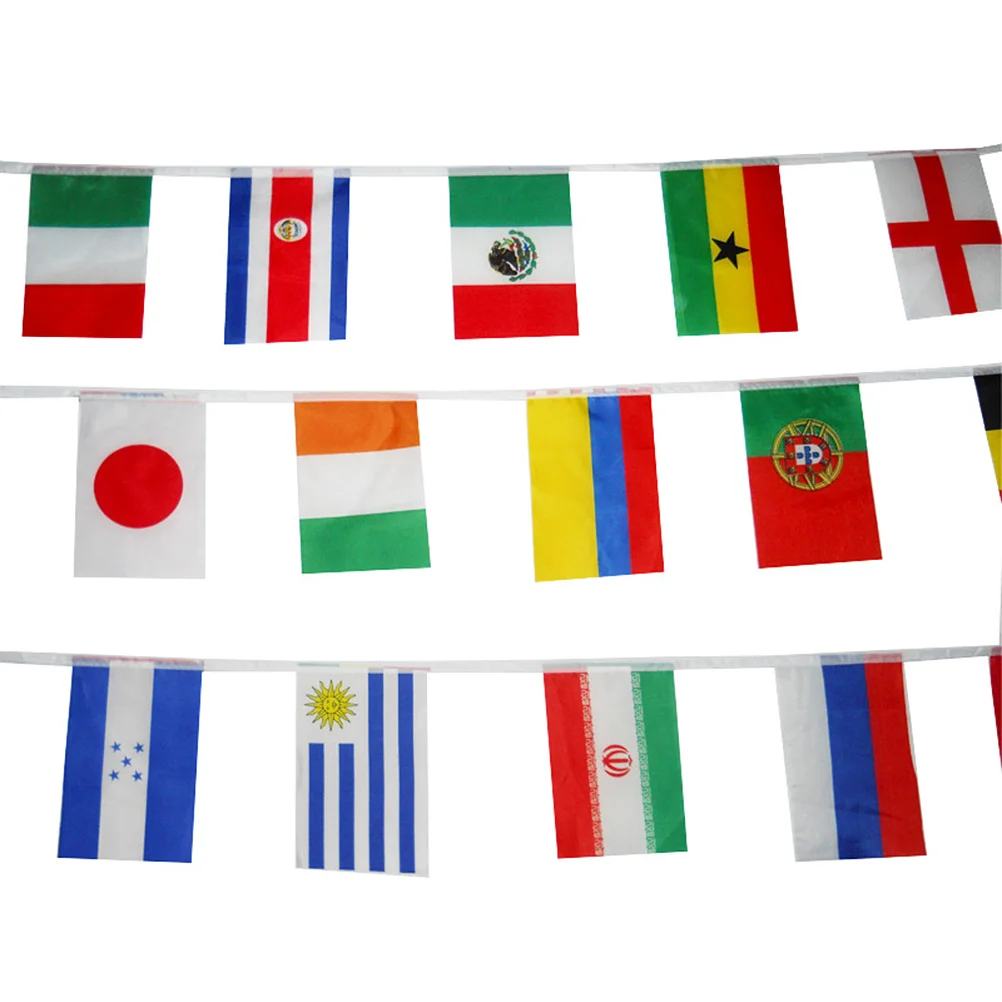 

100pcs String Decorations Polyester Soccer Game Banner For Outdoor Indoor Use Sports Flag Football National Flag Party Decor