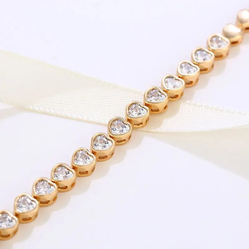 Mxgxfam-女性のためのハートブレスレット,ファッションジュエリー,金メッキ,18 k,17cm,3cm