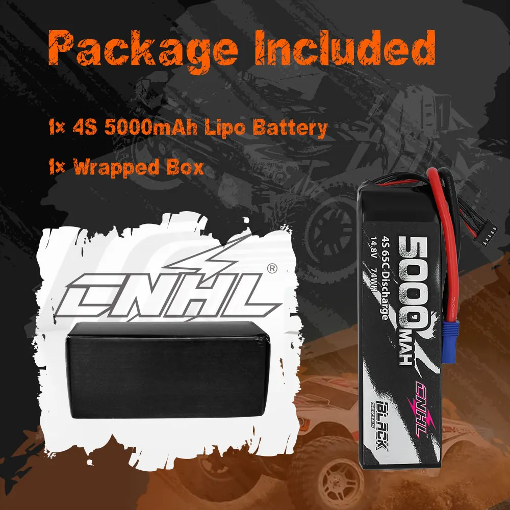 แบตเตอรี่ cnhl Lipo 4S 14.8V 5000mAh 65C พร้อมปลั๊ก EC5สำหรับเครื่องบินรถยนต์เรือเฮลิคอปเตอร์เครื่องบิน Quadcopter Drone Racing Model