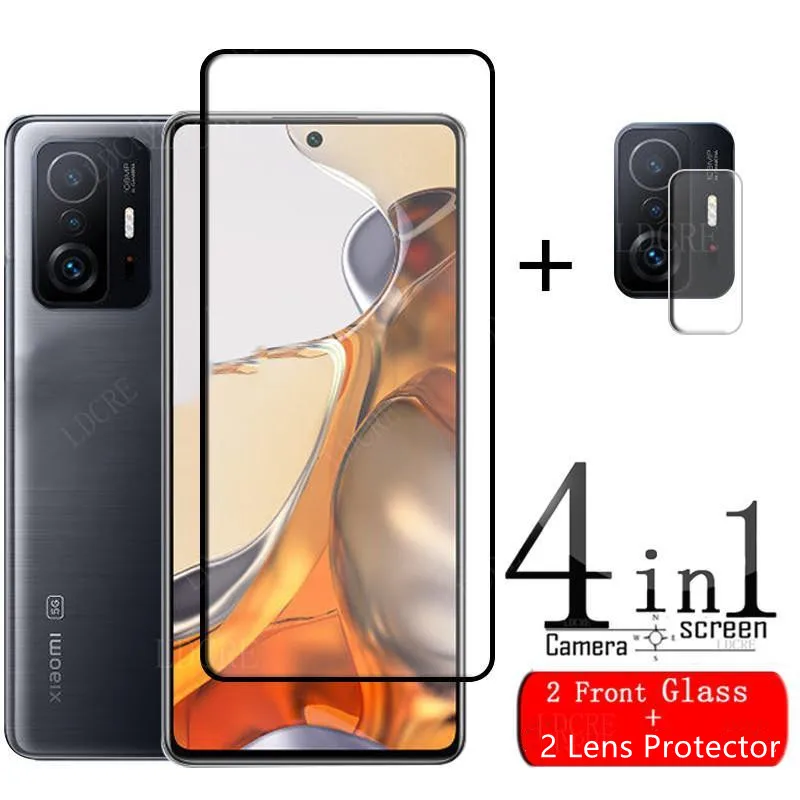 

4-in-1 For Xiaomi Mi 11T Pro Glass Mi 11T Pro Protective Glass 9H HD Full Cover Glue Screen Protector For Mi 11T Pro Lens Glass