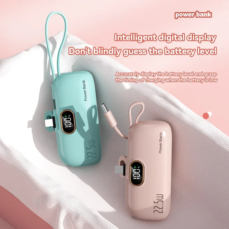 Xiaomi Mini 500000mAh كبسولة قوة البنك 2 في 1 المحمولة شحن سريع بطارية خارجية PowerBank آيفون سامسونج 2025 جديد