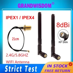 20 stücke 2,4 GHz 5,8 GHz Dualband-Antenne 8dBi RP-SMA Anschluss WLAN-Router Antenne SMA-Stecker auf Ipex4 1 mhf4 Koaxial-Verlängerung kabel