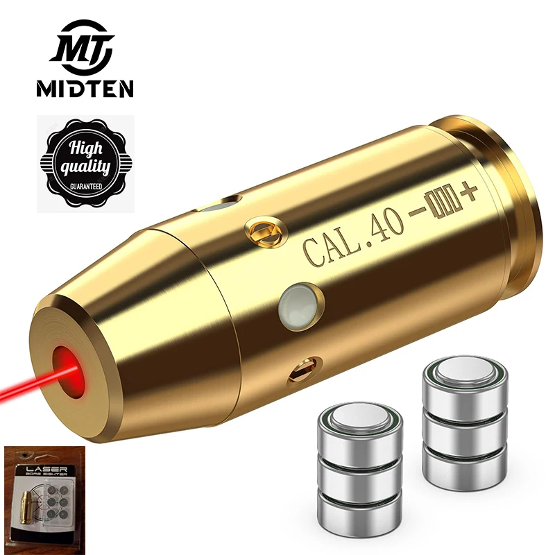 MidTen Red Bore Sight Laser .40  Red Laser Boresighter Zeroing Rifle Bore Sighting Laser with 6pcs Batteries