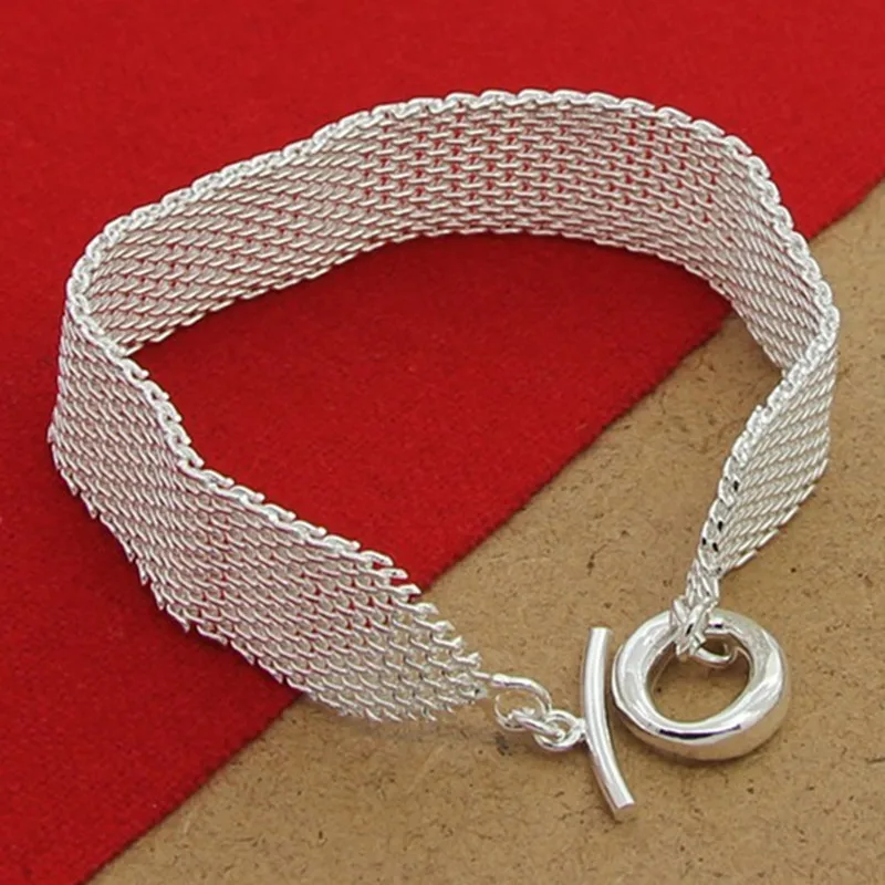 

2025 New 925 Sterling Silver Watchband Network Mesh Chain Bracelet For Women Man Charm Wedding Engagement Party Jewelry